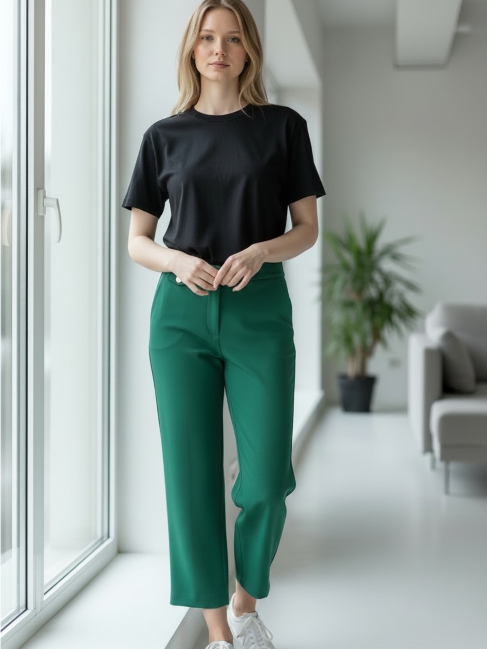 LOFT Emerald Green Straight-Leg Dress Pants